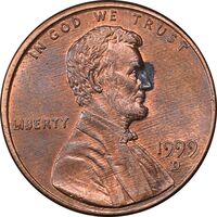 سکه 1 سنت 1999D لینکلن - MS63 - آمریکا