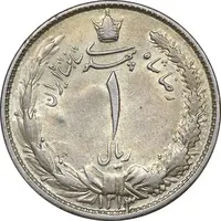 سکه 1 ریال 1313 - 3 تاریخ کوچک - AU55 - رضا شاه