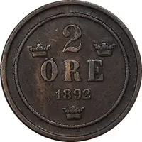 سکه 2 اوره 1892 اسکار دوم - EF40 - سوئد