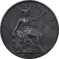 سکه 1 فارتینگ 1901 ویکتوریا - EF40 - انگلستان