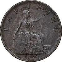 سکه 1 فارتینگ 1926 جرج پنجم - EF40 - انگلستان