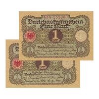 اسکناس 1 مارک 1920 جمهوری وایمار - جفت - UNC62 - آلمان