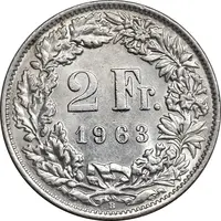 سکه 2 فرانک 1963 دولت فدرال - MS61 - سوئیس