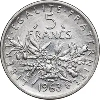 سکه 5 فرانک 1963 جمهوری کنونی - EF45 - فرانسه