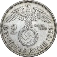 سکه 2 رایش مارک 1938J رایش سوم - AU55 - آلمان