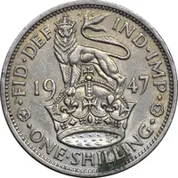 سکه 1 شیلینگ 1947 جرج ششم - تیپ 1 - EF40 - انگلستان