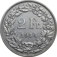سکه 2 فرانک 1944 دولت فدرال - EF40 - سوئیس