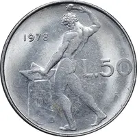سکه 50 لیره 1978 جمهوری - AU55 - ایتالیا