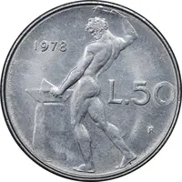 سکه 50 لیره 1978 جمهوری - AU50 - ایتالیا