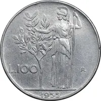 سکه 100 لیره 1955 جمهوری - EF45 - ایتالیا