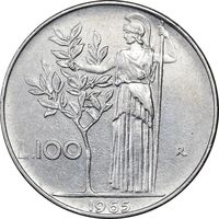 سکه 100 لیره 1965 جمهوری - EF45 - ایتالیا