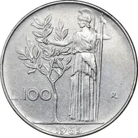 سکه 100 لیره 1965 جمهوری - EF45 - ایتالیا
