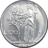 سکه 100 لیره 1979 جمهوری - MS62 - ایتالیا