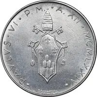 سکه 50 لیره 1974 پاپ پل ششم - MS62 - واتیکان