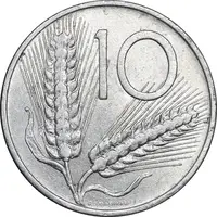 سکه 10 لیره 1968 جمهوری - AU55 - ایتالیا