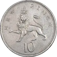 سکه 10 نیو پنس 1975 الیزابت دوم - EF45 - انگلستان
