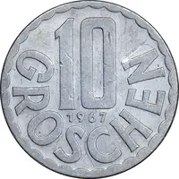 سکه 10 گروشن 1967 جمهوری دوم - MS61 - اتریش