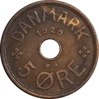 سکه 5 اوره 1929 کریستیان دهم - EF45 - دانمارک