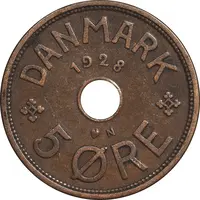 سکه 5 اوره 1928 کریستیان دهم - EF45 - دانمارک