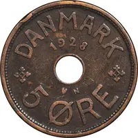 سکه 5 اوره 1928 کریستیان دهم - EF45 - دانمارک