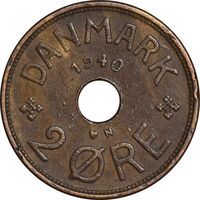 سکه 2 اوره 1940 کریستیان دهم - EF45 - دانمارک
