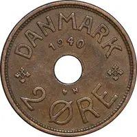 سکه 2 اوره 1940 کریستیان دهم - EF45 - دانمارک