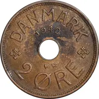 سکه 2 اوره 1940 کریستیان دهم - EF45 - دانمارک
