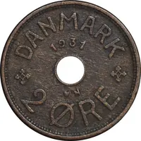 سکه 2 اوره 1931 کریستیان دهم - EF40 - دانمارک