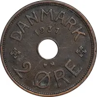 سکه 2 اوره 1931 کریستیان دهم - EF45 - دانمارک
