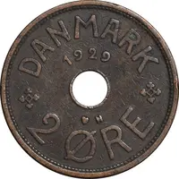سکه 2 اوره 1929 کریستیان دهم - EF40 - دانمارک