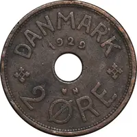 سکه 2 اوره 1929 کریستیان دهم - EF40 - دانمارک