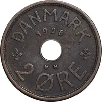 سکه 2 اوره 1928 کریستیان دهم - EF45 - دانمارک