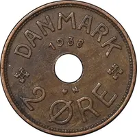 سکه 2 اوره 1938 کریستیان دهم - EF45 - دانمارک