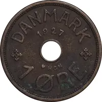 سکه 1 اوره 1927 کریستیان دهم - EF45 - دانمارک
