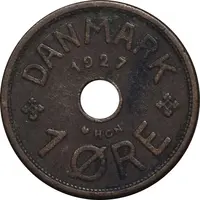 سکه 1 اوره 1927 کریستیان دهم - EF40 - دانمارک