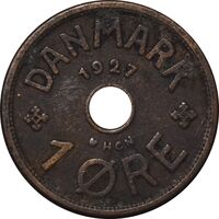 سکه 1 اوره 1927 کریستیان دهم - EF40 - دانمارک