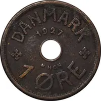 سکه 1 اوره 1927 کریستیان دهم - EF40 - دانمارک