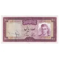 اسکناس 100 ریال (آموزگار - سمیعی) نوشته سیاه - تک - AU50 - محمد رضا شاه