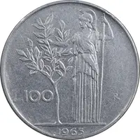 سکه 100 لیره 1965 جمهوری - EF45 - ایتالیا