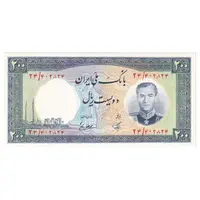 اسکناس 200 ریال 1337 - تک - UNC63 - محمد رضا شاه