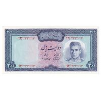 اسکناس 200 ریال (آموزگار - سمیعی) نوشته سیاه - تک - UNC63 - محمد رضا شاه