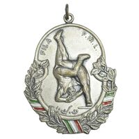 نشان مسابقات کشتی جام تختی - نقره ای - AU55 - محمد رضا شاه