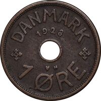 سکه 1 اوره 1928 کریستیان دهم - EF45 - دانمارک