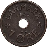 سکه 1 اوره 1928 کریستیان دهم - EF45 - دانمارک