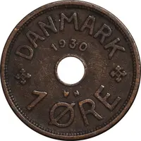 سکه 1 اوره 1930 کریستیان دهم - EF40 - دانمارک