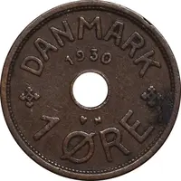 سکه 1 اوره 1930 کریستیان دهم - EF45 - دانمارک