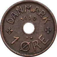 سکه 1 اوره 1930 کریستیان دهم - EF45 - دانمارک