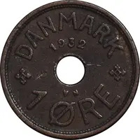 سکه 1 اوره 1932 کریستیان دهم - EF45 - دانمارک
