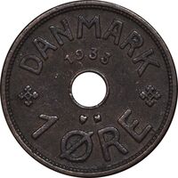 سکه 1 اوره 1933 کریستیان دهم - EF45 - دانمارک