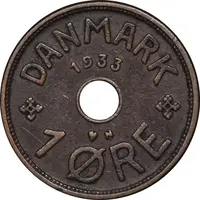 سکه 1 اوره 1933 کریستیان دهم - EF45 - دانمارک